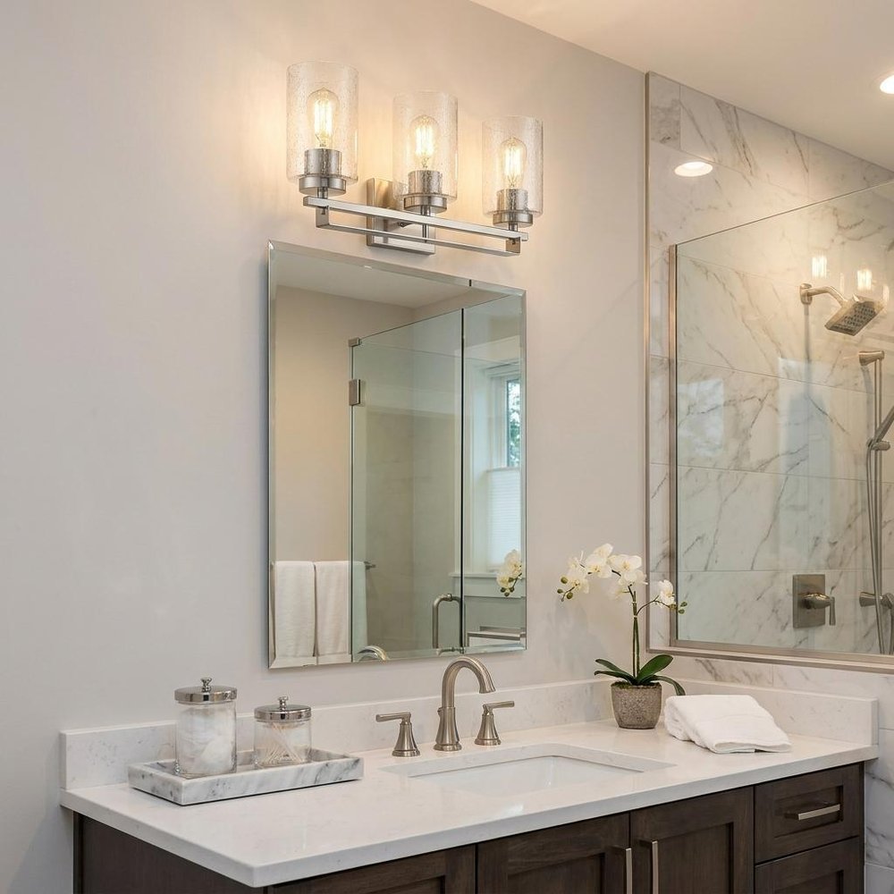 10" Clear And Silver Metal Vanity Flush Mounted Sconce