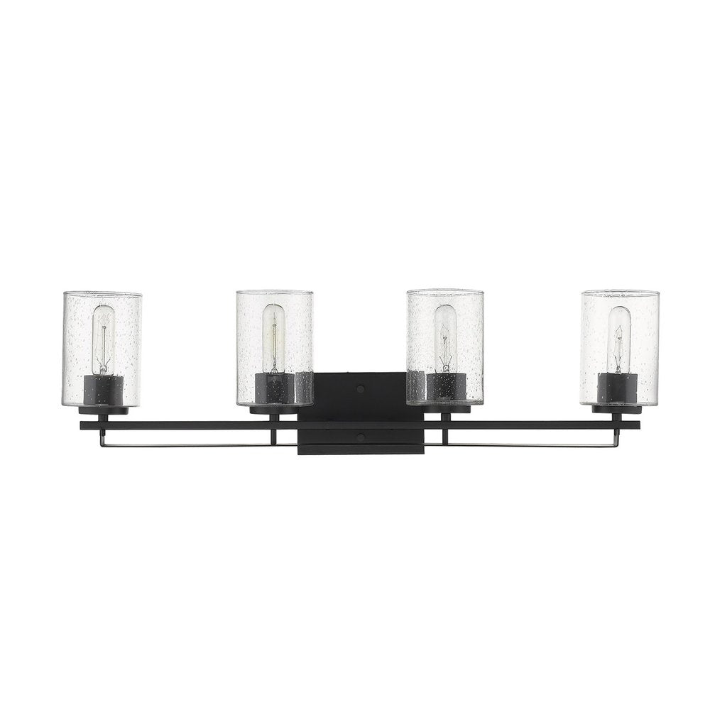 10" Black And Clear Metal Vanity Flush Mounted Sconce
