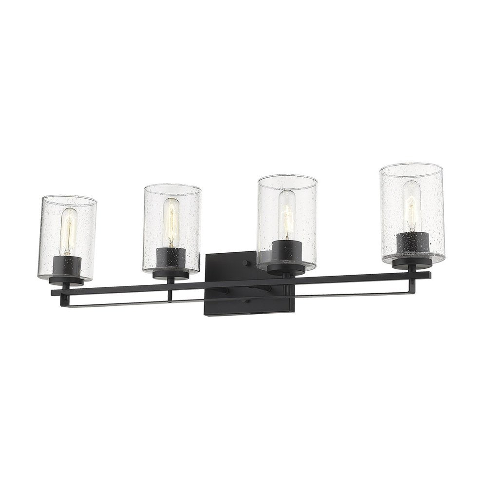 10" Black And Clear Metal Vanity Flush Mounted Sconce