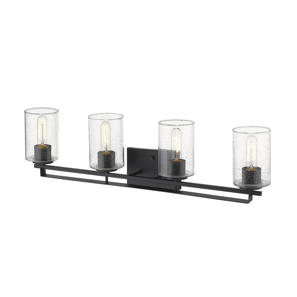 10" Black And Clear Metal Vanity Flush Mounted Sconce