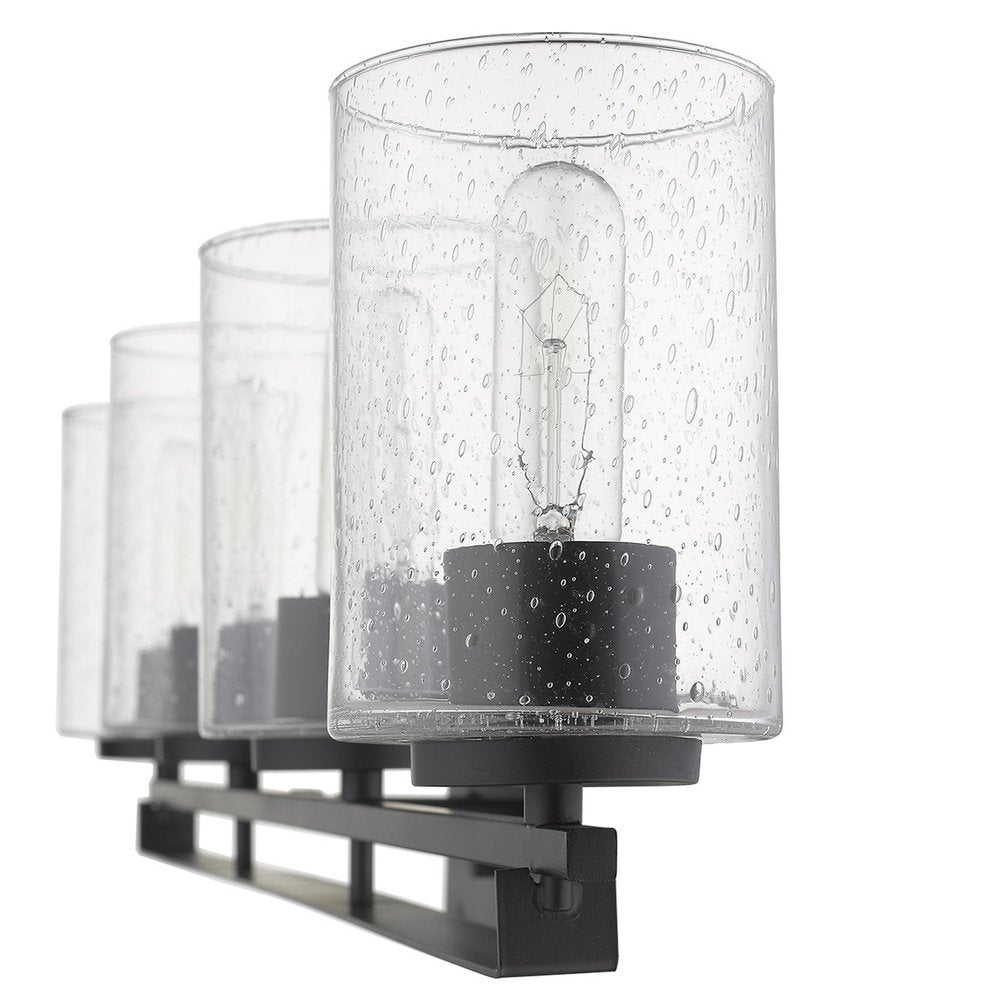10" Black And Clear Metal Vanity Flush Mounted Sconce