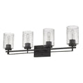 10" Black And Clear Metal and Glass Vanity Flush Mounted Sconce