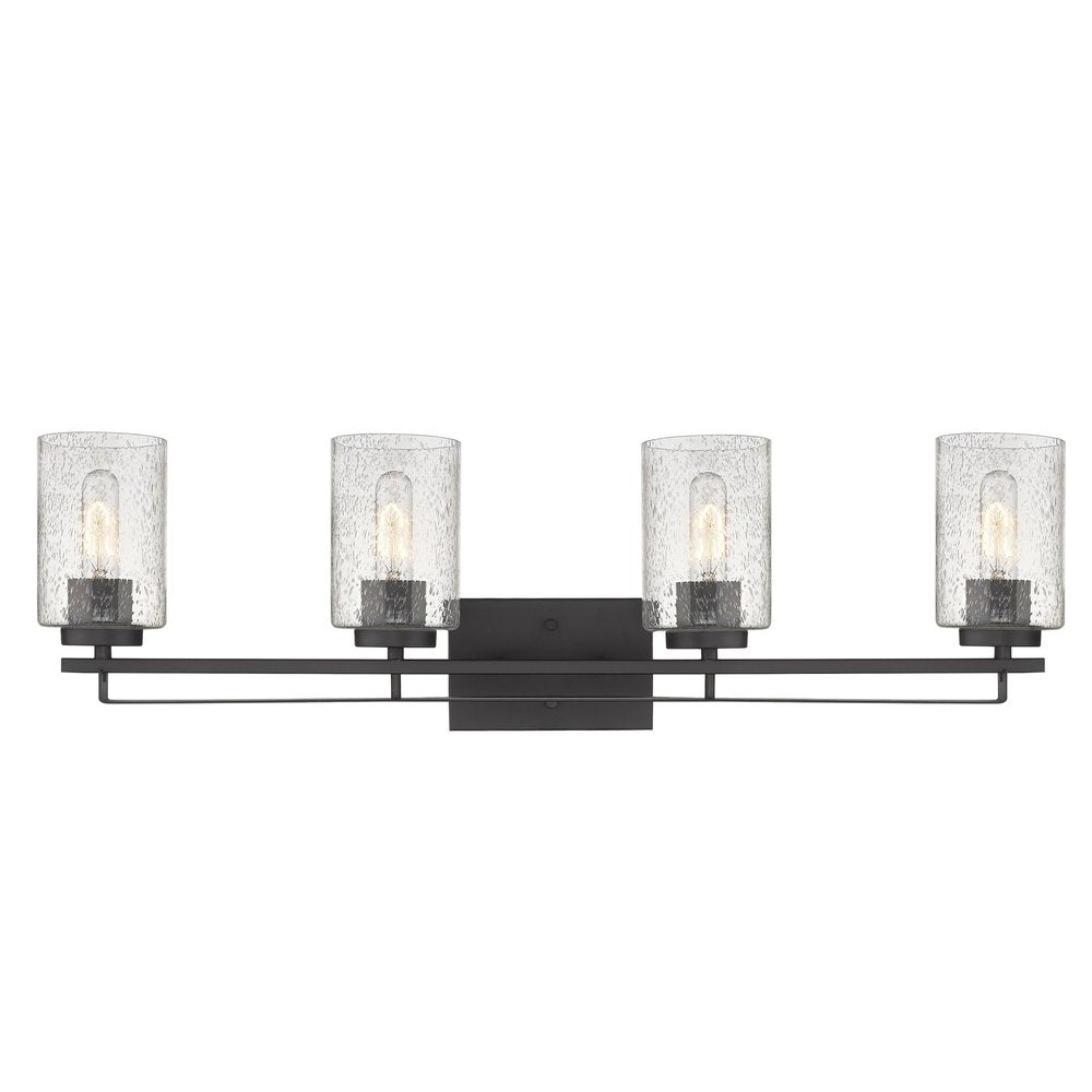 10" Black And Clear Metal and Glass Vanity Flush Mounted Sconce