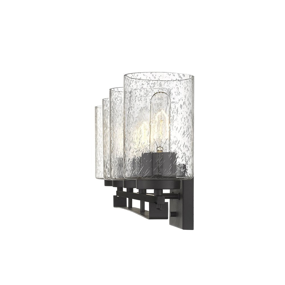 10" Black And Clear Metal and Glass Vanity Flush Mounted Sconce