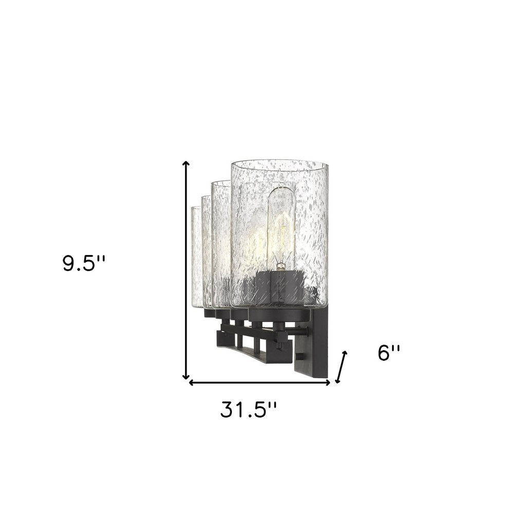 10" Black And Clear Metal and Glass Vanity Flush Mounted Sconce