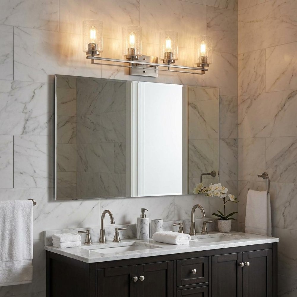 Orella 4-Light Satin Nickel Vanity in a home interior