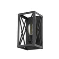 Matte Black Metal Geometric Wall Light on a white background