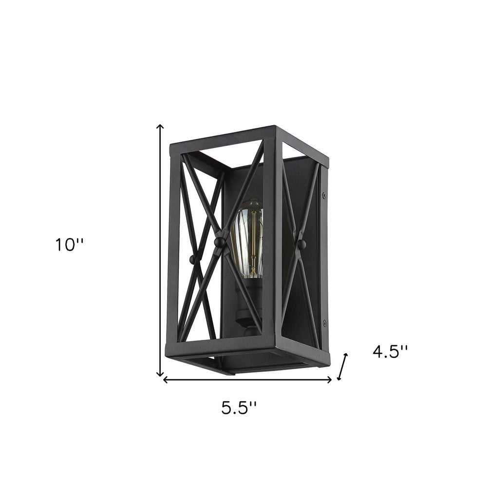 Matte Black Metal Geometric Wall Light on a white background