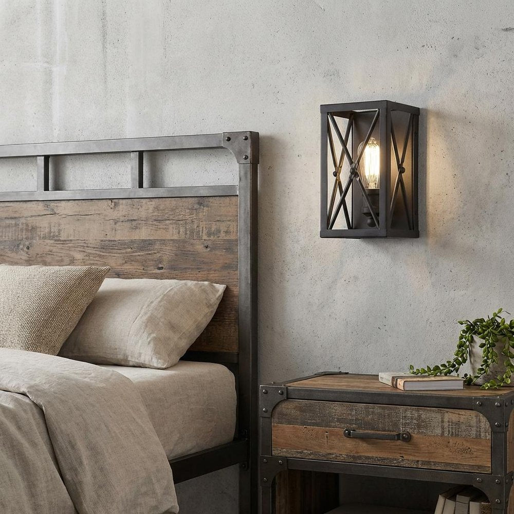 Matte Black Metal Geometric Wall Light in a home interior