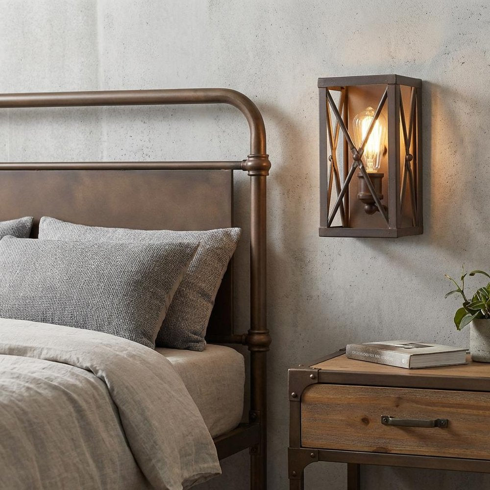 Antique Bronze Metal Geometric Wall Light