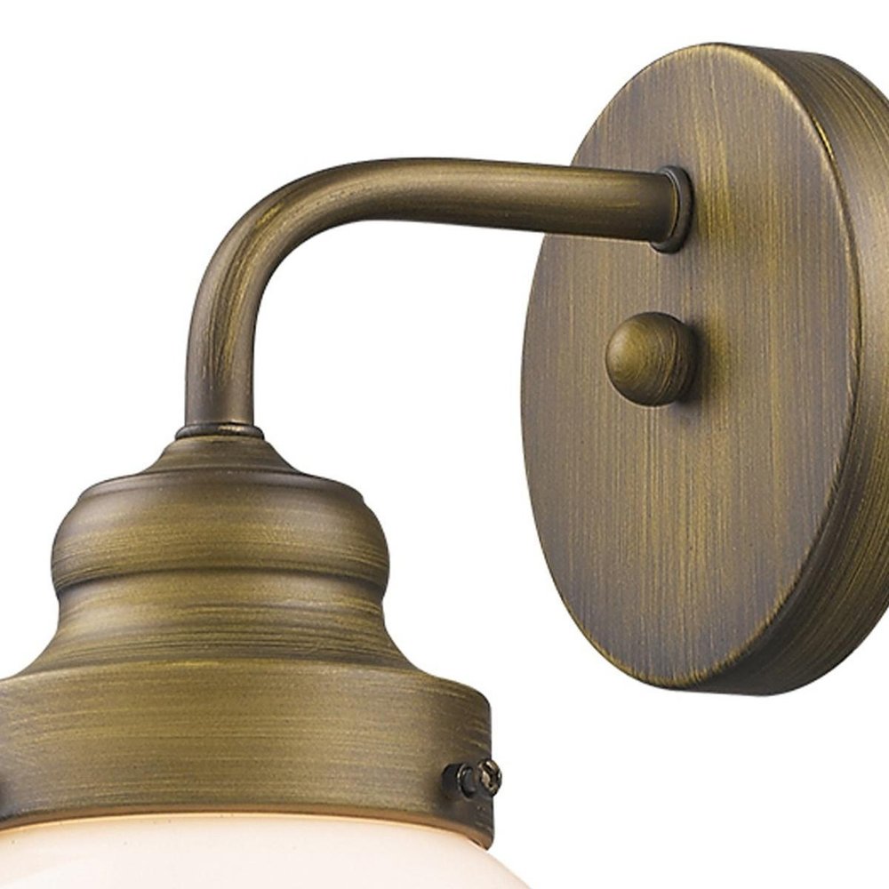 One Light Gold Wall Sconce with Round Glass Shade