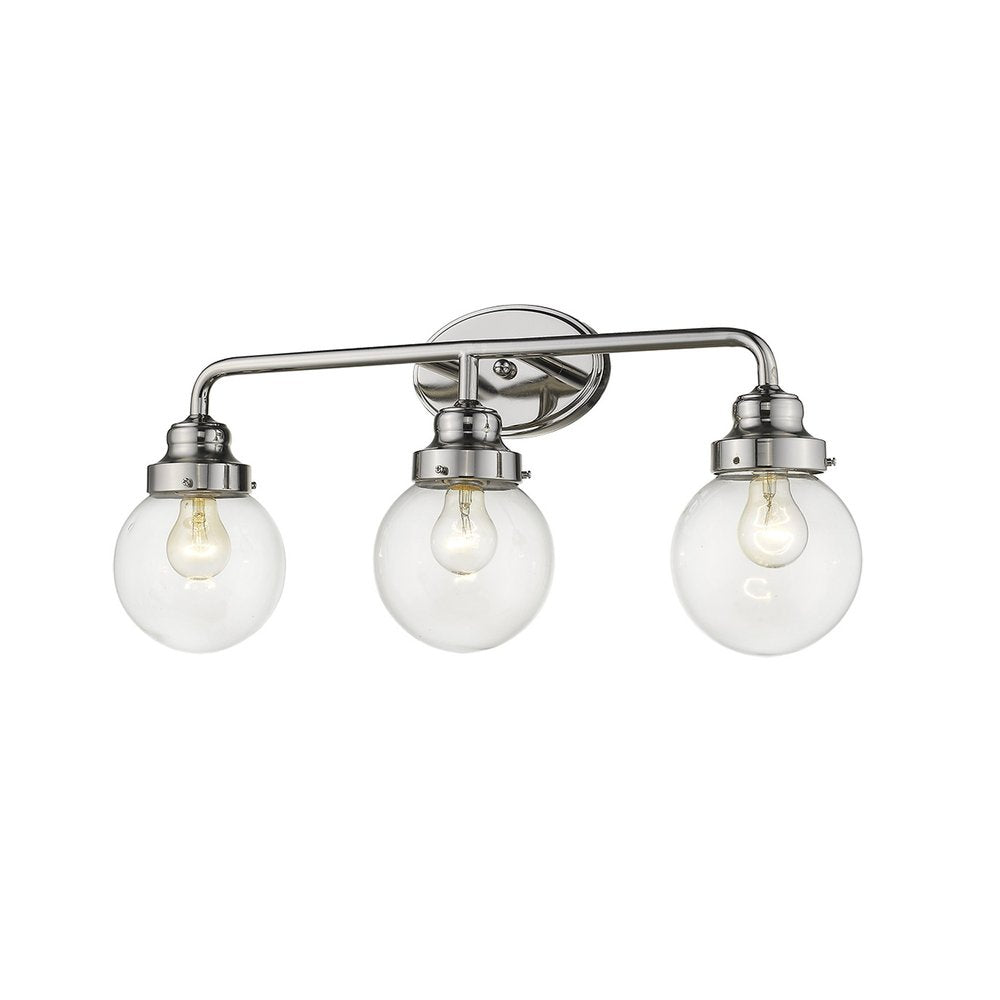 12" Silver And Clear Metal and Glass Vanity Flush Mounted Sconce