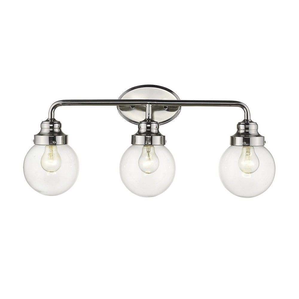 12" Silver And Clear Metal and Glass Vanity Flush Mounted Sconce