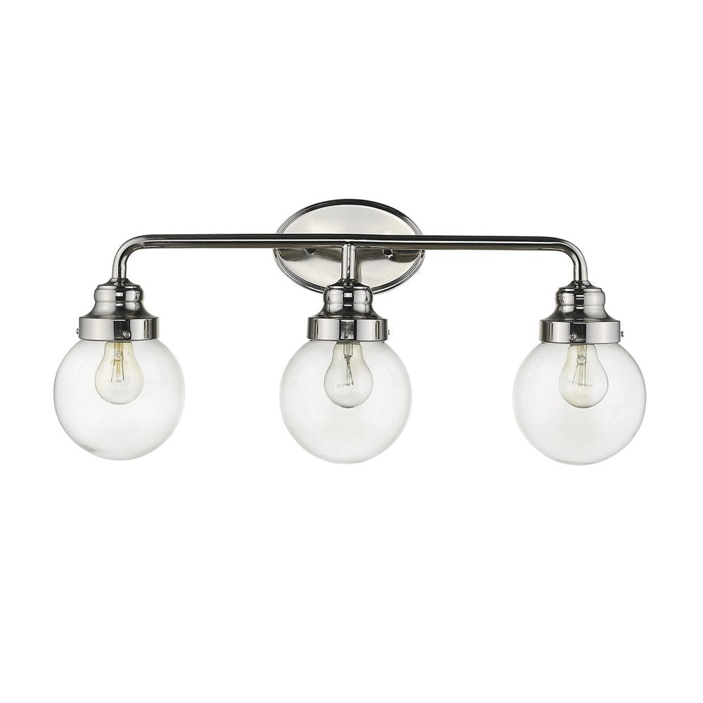 12" Silver And Clear Metal and Glass Vanity Flush Mounted Sconce