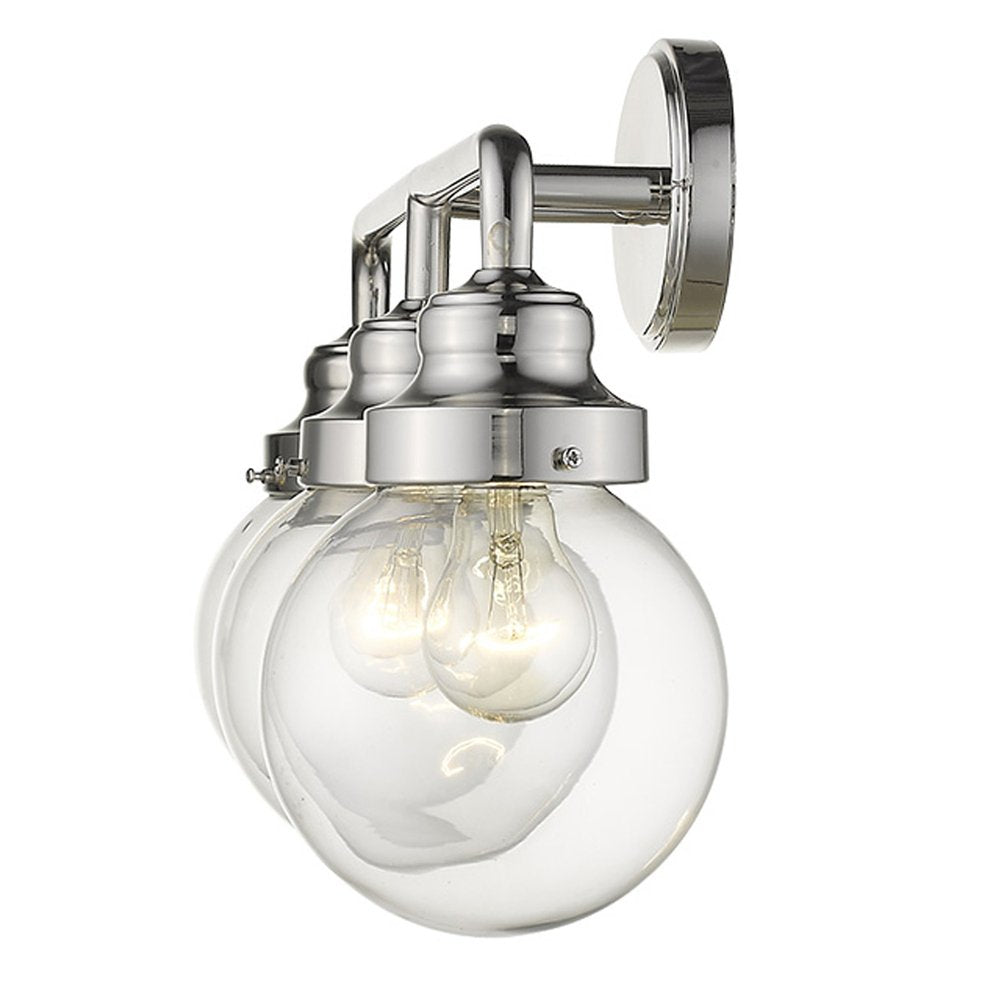 12" Silver And Clear Metal and Glass Vanity Flush Mounted Sconce