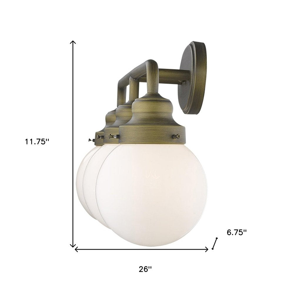 12" Brass And White Metal and Glass Vanity Flush Mounted Sconce