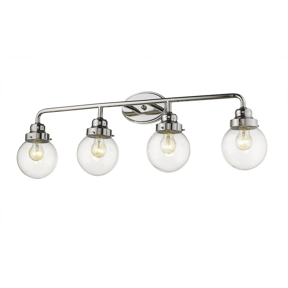 12" Silver And Clear Metal and Glass Vanity Flush Mounted Sconce