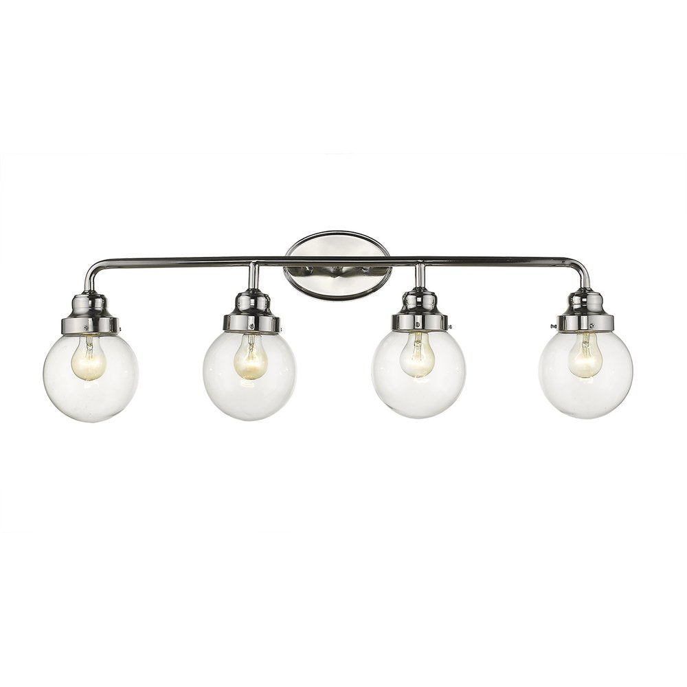 12" Silver And Clear Metal and Glass Vanity Flush Mounted Sconce