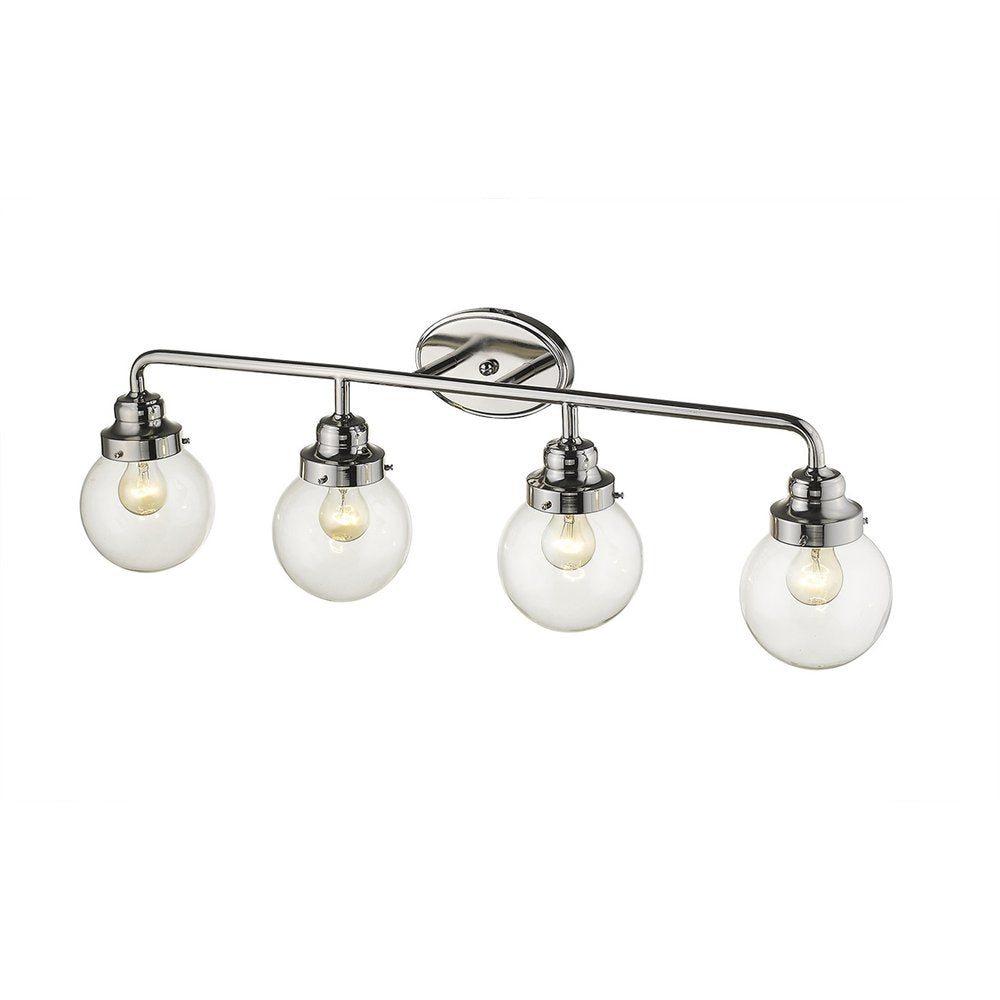 12" Silver And Clear Metal and Glass Vanity Flush Mounted Sconce