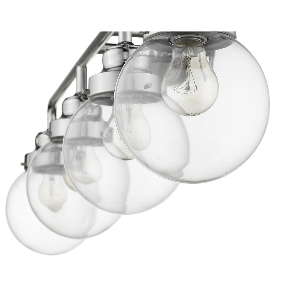 12" Silver And Clear Metal and Glass Vanity Flush Mounted Sconce