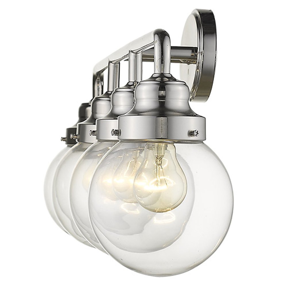 12" Silver And Clear Metal and Glass Vanity Flush Mounted Sconce