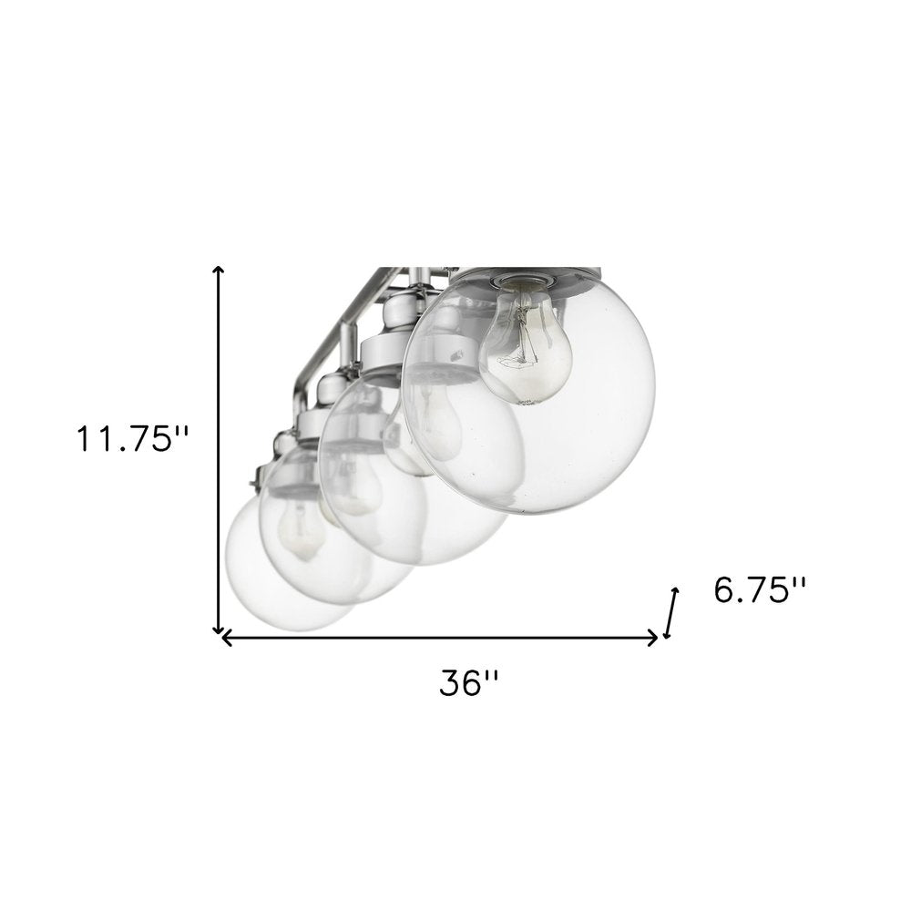 12" Silver And Clear Metal and Glass Vanity Flush Mounted Sconce