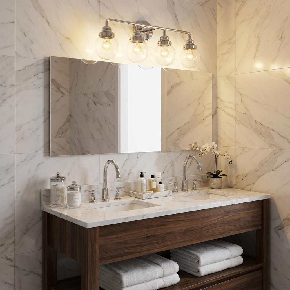 12" Silver And Clear Metal and Glass Vanity Flush Mounted Sconce