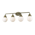 12" Brass And White Metal and Glass Vanity Flush Mounted Sconce