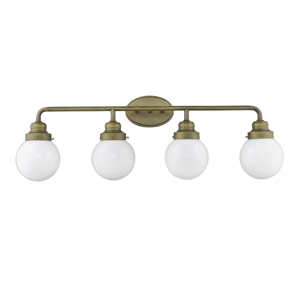 12" Brass And White Metal and Glass Vanity Flush Mounted Sconce