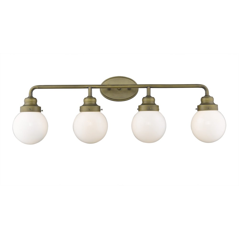 12" Brass And White Metal and Glass Vanity Flush Mounted Sconce
