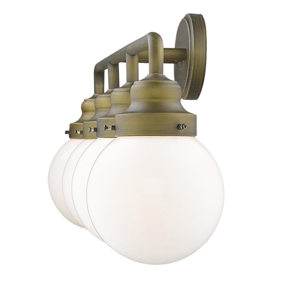 12" Brass And White Metal and Glass Vanity Flush Mounted Sconce