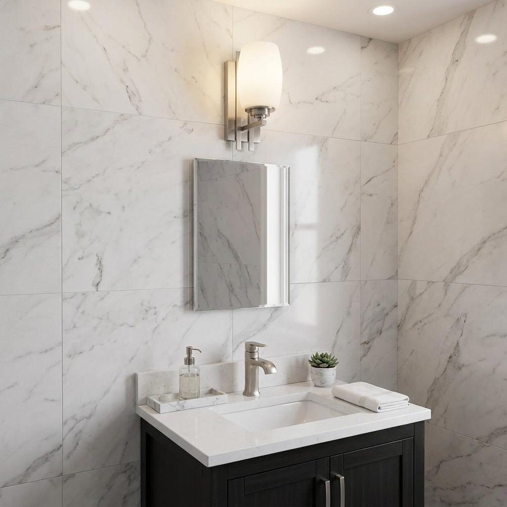 Geometric Bronze Wall Sconce with Frosted Glass Shade