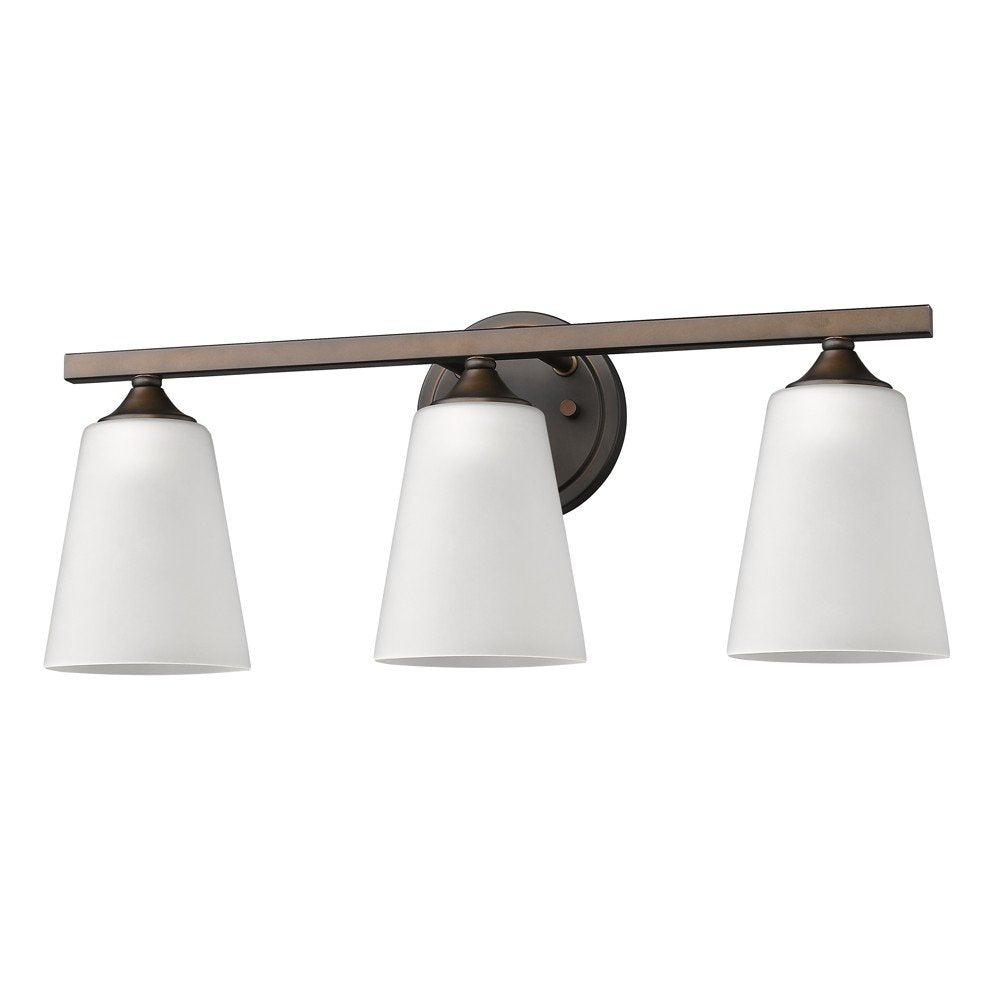 21" Bronze And White Metal and Glass Three Lights Flush Mounted Sconce