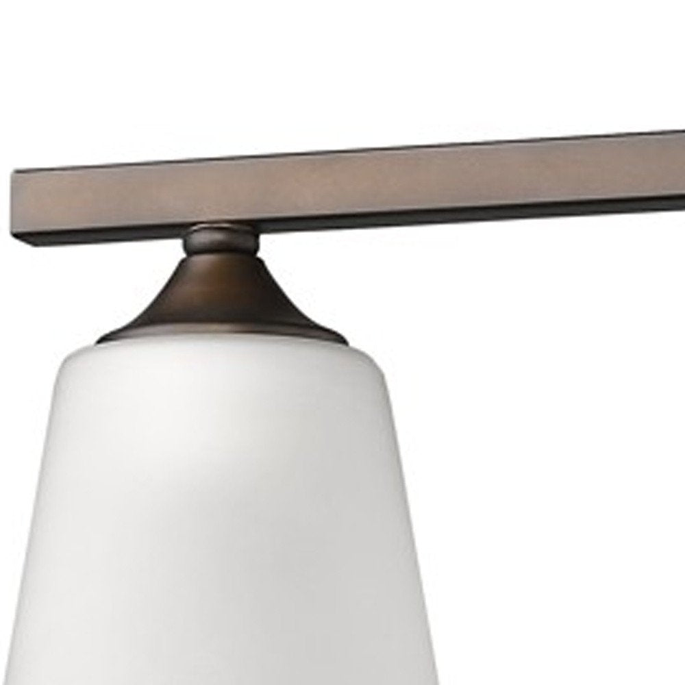 21" Bronze And White Metal and Glass Three Lights Flush Mounted Sconce