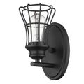 One Light Matte Black Cage Wall Sconce on a white background