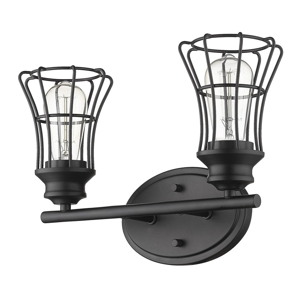 9" Black Metal Vanity Flush Mounted Sconce