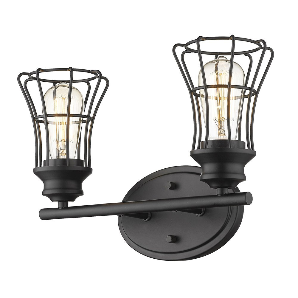 9" Black Metal Vanity Flush Mounted Sconce