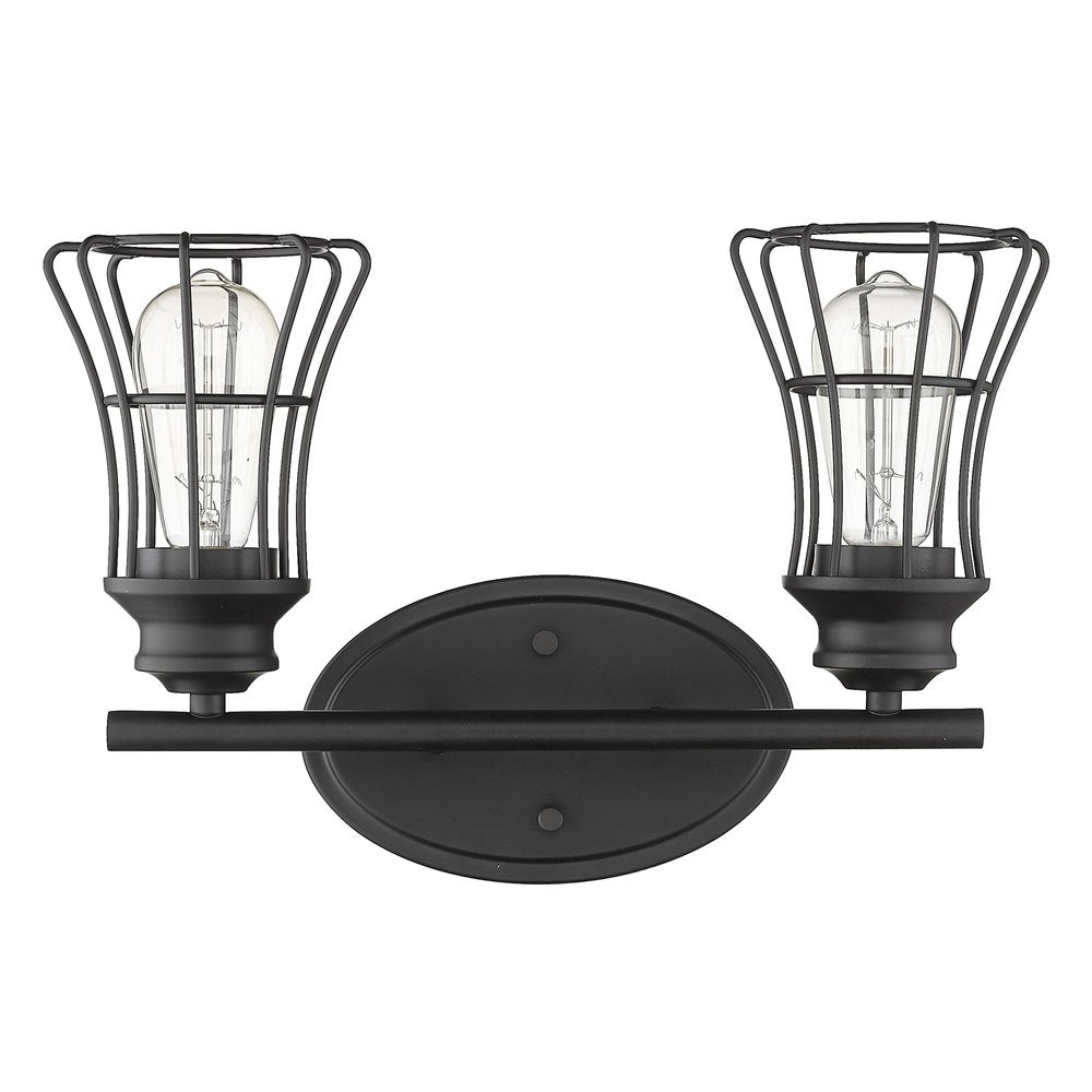 9" Black Metal Vanity Flush Mounted Sconce