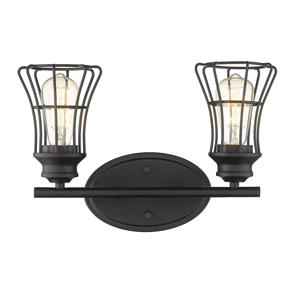 9" Black Metal Vanity Flush Mounted Sconce