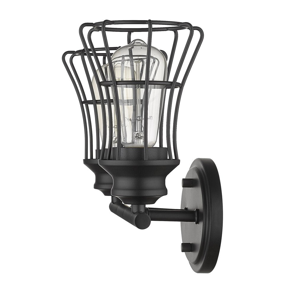 9" Black Metal Vanity Flush Mounted Sconce