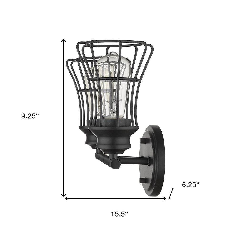 9" Black Metal Vanity Flush Mounted Sconce