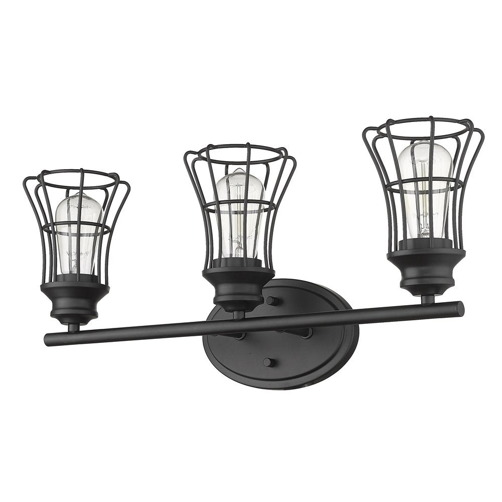 9" Black Metal Vanity Flush Mounted Sconce