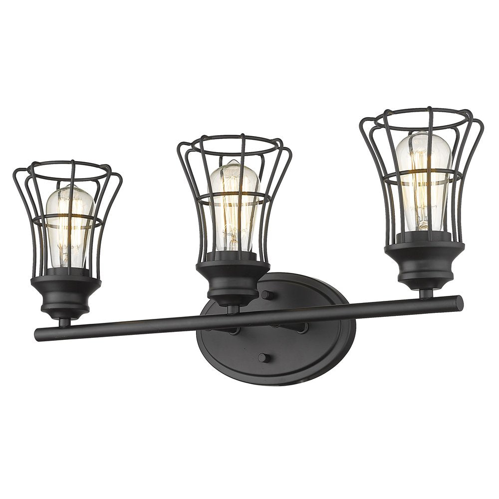 9" Black Metal Vanity Flush Mounted Sconce