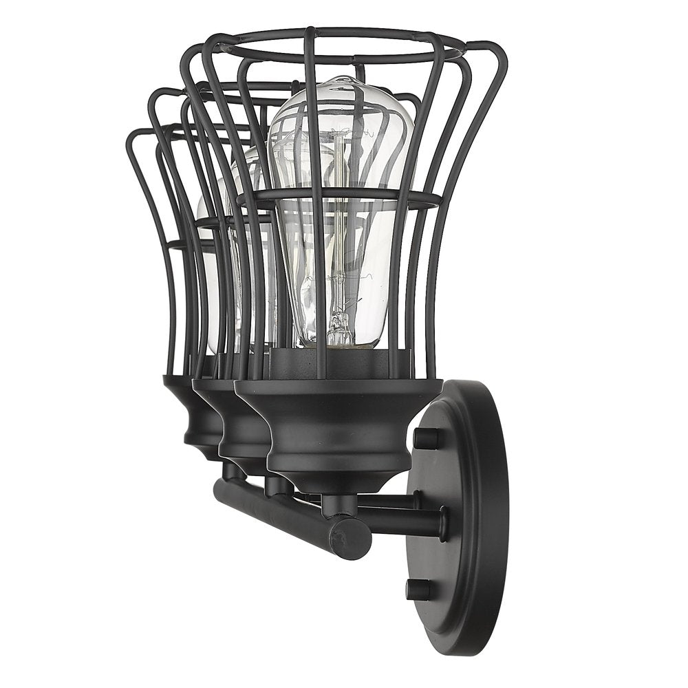 9" Black Metal Vanity Flush Mounted Sconce