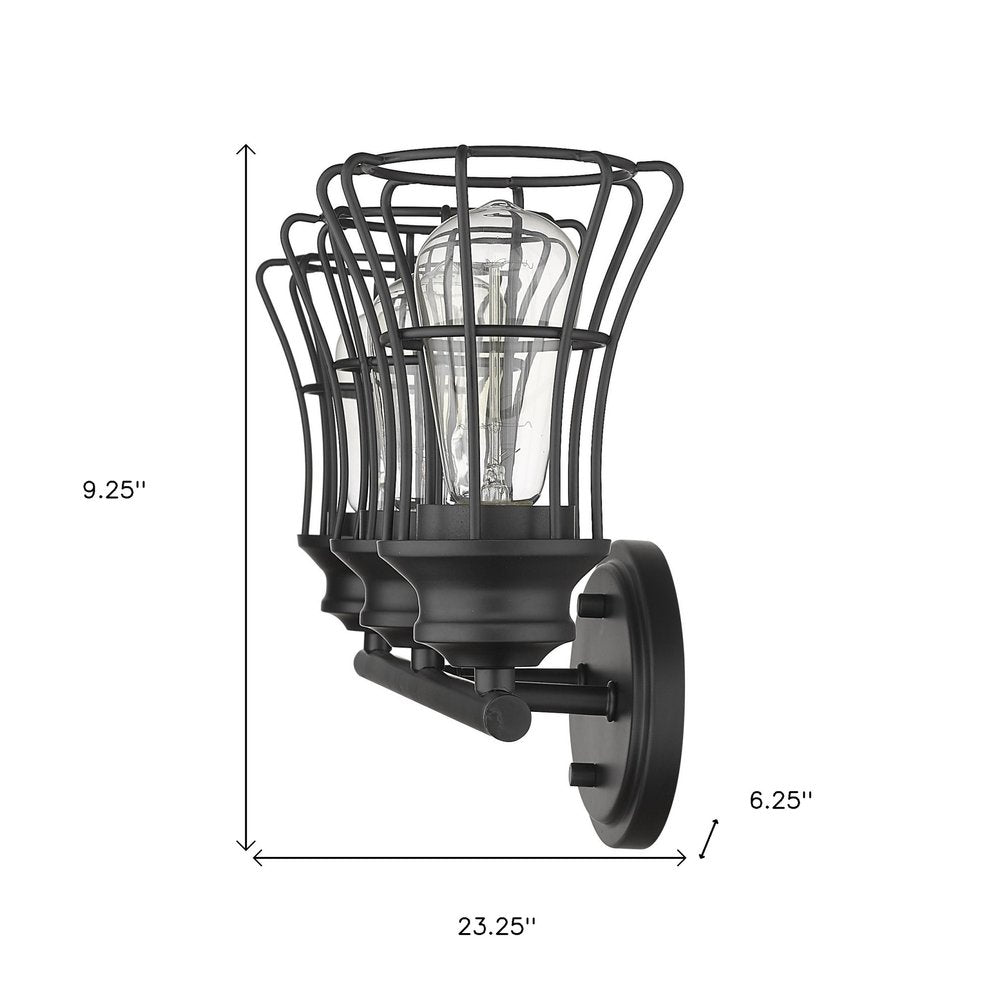 9" Black Metal Vanity Flush Mounted Sconce