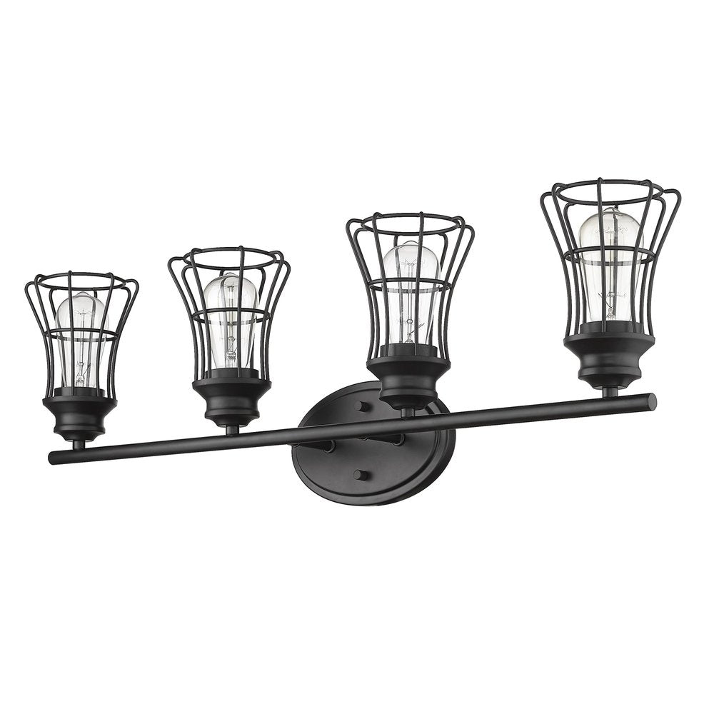 9" Black Metal Vanity Flush Mounted Sconce on a white background