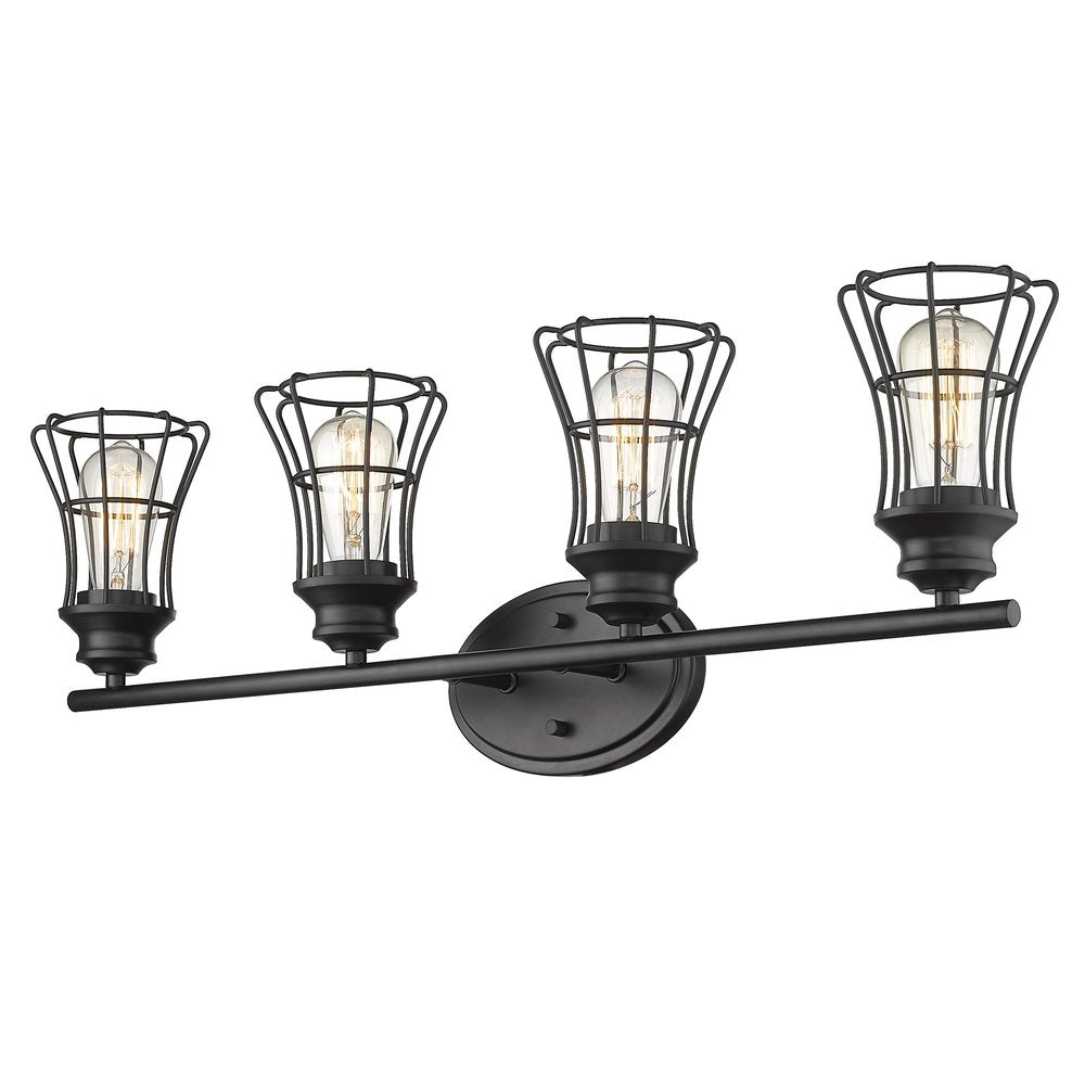 9" Black Metal Vanity Flush Mounted Sconce on a white background