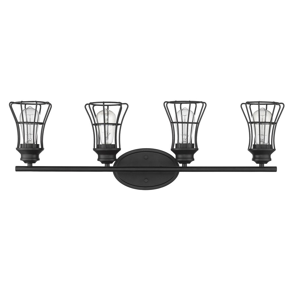 9" Black Metal Vanity Flush Mounted Sconce on a white background
