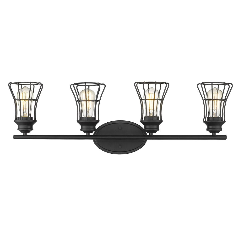 9" Black Metal Vanity Flush Mounted Sconce on a white background