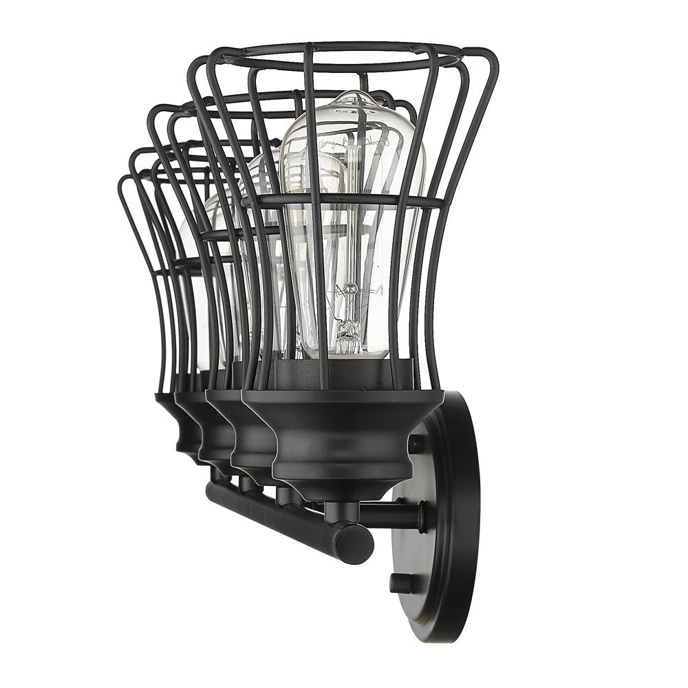 9" Black Metal Vanity Flush Mounted Sconce on a white background